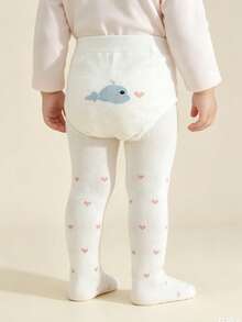 3 Pairs Baby & Toddler Girls Tight Leggings, Cute Cartoon Print Pattern, Design, Elastic & Breathable, Suitable For Daily Wear Versatile Base Layer - Multicolor - View 4
