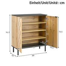 Mosaic Shoe Cabinet 2-Door, Shoe Organizer, Storage Cabinet For Entryway, Wood Effect, Particle - Natural - View 5