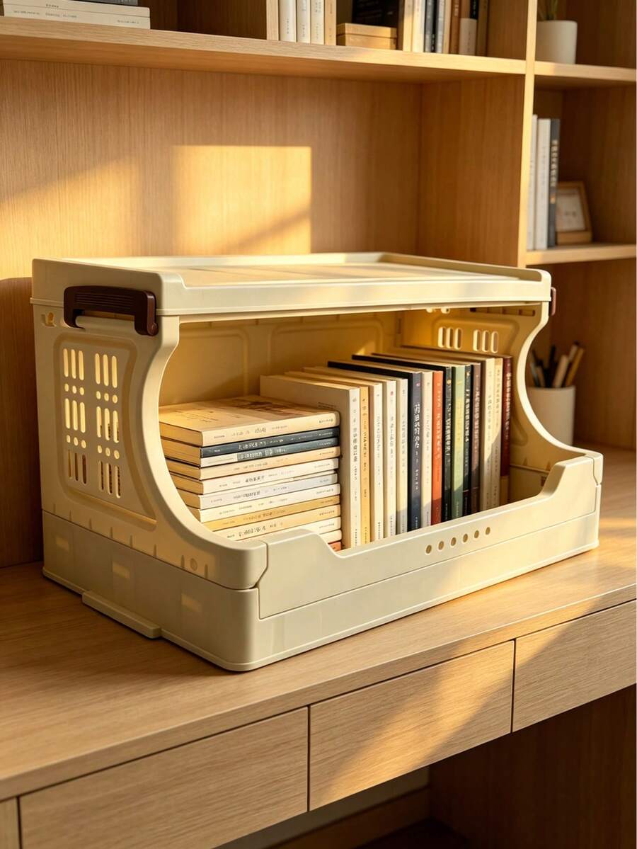 Single Layer Foldable Storage Organizer Rack, Stackable Countertop Shelf, Suitable For Snacks, Books, Toys, Cosmetics And Entryway Keys, Space-Saving Home Desktop Storage Basket School Supplies - How Many - View 1