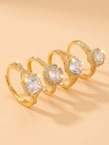 1pc Fashionable Elegant Open Ring, Suitable For Women's Daily Wear, Holiday Gift - Gold - View 8
