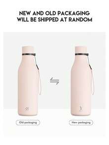 Meoky 17oz/500ml 磨砂運動水壺附手提帶 – 可樂造型不鏽鋼水瓶，柔軟觸感橡膠塗層，防漏雙層真空保溫，12小時保冷，適合健身、旅行、學校及戶外使用 - 粉色 - 查看 2