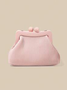 1 Piece White PU Material Flap Clutch Bag With Luxury Metal Decoration, Showing Fashion And Elegance, Suitable For Holding, Carrying, Wearing On The Shoulder Or Crossbody, P - 紫紅色 - 查看 2
