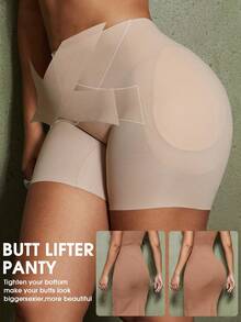 Women's Butt Shaping Shorts With Removable Padding, Enhance Curves And Offer A Better Lifting Effect - Apricot - View 1