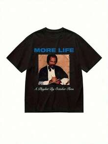 Black T-Shirt With Vintage Drake Print, Soft And Breathable, Perfect For Leisure And Summer Holidays. - Black - View 1