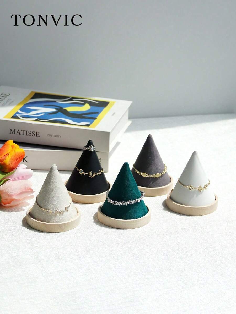 TONVIC 1PC/2PCS Conical Jewelry Display Stand Bracelet Bangle Watch Ring Holder Cone Shaped Countertop Jewelry Display Prop