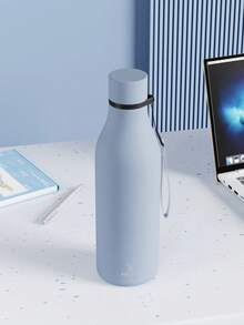 Meoky 17oz/500ml 磨砂運動水壺附手提繩 – 可樂造型不鏽鋼水瓶，柔軟觸感橡膠塗層，防漏雙層真空保溫，12小時保冷，適合健身、旅行、學校及戶外使用 - 天藍 - 查看 3