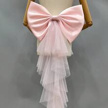 1件可拆卸緞面薄紗大蝴蝶結腰帶，70cm*35cm，白色/粉色/黑色/藍色/紅色/米色，新娘婚紗裙擺配件，優雅浪漫時尚平價服飾派對道具，適用節日、生日 - 彩色 - 查看 14