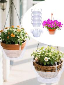 2/6pcs Transparent Round Plastic Hanging Baskets With Drip Tray, 6/8/10/12 Inch Hanging Plant Trays With Built-In Hooks And Water Catching Pans, Space-Saving Design For Indoor/Outdoor Home, Office, Cafe, Balcony - Hanging Flower Pot Tray - View 13
