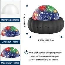 2-In-1 Starry Sky Projection Night Light, Bedroom Lamp, Moon, Stars And Dinosaur Galaxy Projector, 360° Rotation, Color Changing, Christmas Gift For Best Friend - RGB - View 5