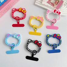 SANRIO 1件裝可愛Hello Kitty貓咪蝴蝶結汽車風扇鑰匙圈，手機手鍊扣環，通用手機殼防丟掛繩固定插片，多色可選 - 查看 1