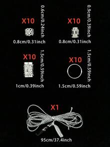 41pcs Silver Braiding Hair Rings, Contain 1 Rope Stylish Sparkling Hair Braiding Accessories For Girls - Silver - View 6