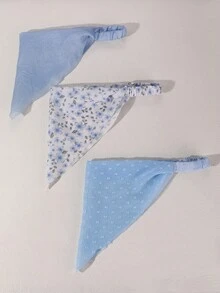 3pcs/Set Girls Leopard Print Floral Triangle Scarf Headband Set, Suitable For Daily Decoration - Multicolor - View 2