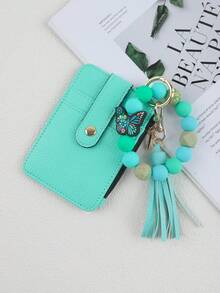1 Pieza Cartera de Muñeca para Mujeres con Llavero – Tarjetero RFID Cartera Pequeña de Muñeca con Anillo para Llaves - Multicolor - Ver 9