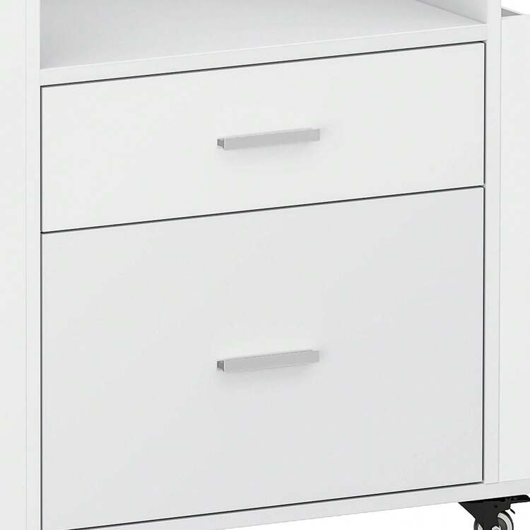 Yitahome Rolling Filing Cabinet With Side Racks & 4 Wheels, File Cabinet With Adjustable Hanging Rods For A4/Letter Documents, Printer Stand For Home Office, White - White - View 10
