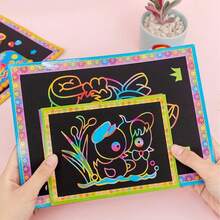 DIY Magic Scratch Rainbow Art Paper Set With Bamboo Stylus, Fun Graffiti Craft Kit For Kids, Children's Day Gift & Creative Coloring Tool - Multicolor - View 1