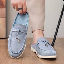 Men's Casual Shoes Suede Loafers Classic British Style Lightweight Soft Flat Shoes - Baby Blue - View 7