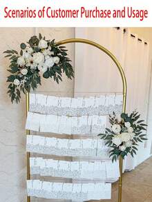2pcs Ivory White Artificial Flower Garland Set With Eucalyptus Greenery Faux Floral Decor, Suitable For Wedding Arch Ceremony Reception Backdrop, Welcome Sign, Aisle Chair, Sweetheart Table, Tabletop Centerpiece, Door Wall Party Decoration - Multicolor - View 7