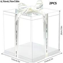 2件裝透明禮品盒－多款可選，可用於花卉與鞋類包裝，適合各種節日、慶祝活動與戶外聚會，全年皆可用（含緞帶） - A - 查看 22