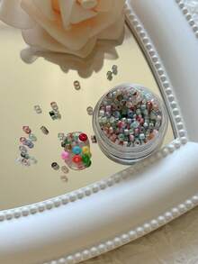 1 Bottle Mini Nail Art Seed Beads With Holes, Colorful Micro Beads, Simple Versatile All-Match Accessories Nail Charms - 彩色 - 查看 20