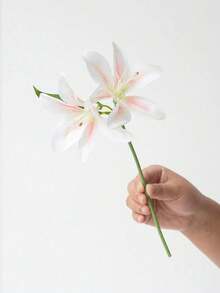 12英吋人造百合花附綠色花莖，逼真仿真百合花頭，假百合花藝裝飾，DIY婚禮新娘禮物，生日派對用品，手持花束，秋季感恩節豐收季，萬聖節家居裝飾，臥室配件，聖誕節 - 彩色 - 查看 11