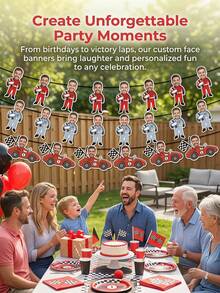 6/12/18pcs Custom Race Car Driver Photo Banner,Personalized Racing Photo Garland, Race Car Driver Banner For Backyard Race Parties - Multicolor - View 2