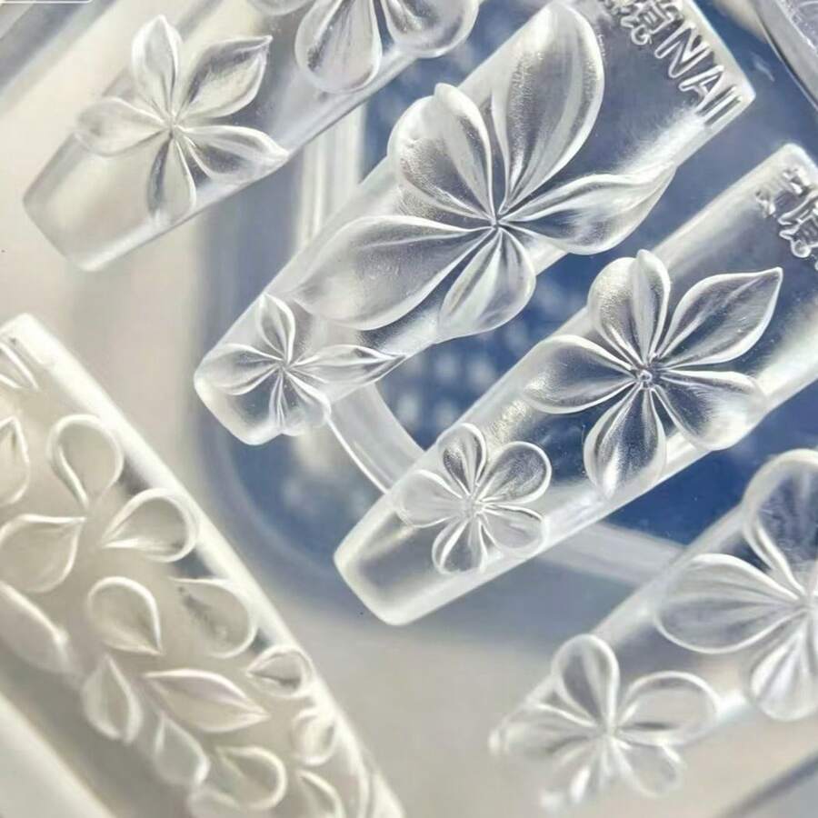 1個 扶桑花瓣矽膠美甲模具,夏季清新風格美甲浮雕工具,內部清晰刻紋,可填入凝膠固化後直接脫模 3D 花瓣與葉片造型,多瓣花朵設計搭配單片葉紋,可組合打造全甲花卉浮雕風格,模具表面光滑不黏凝膠,脫模順暢無殘留 - 彩色 - 查看 1
