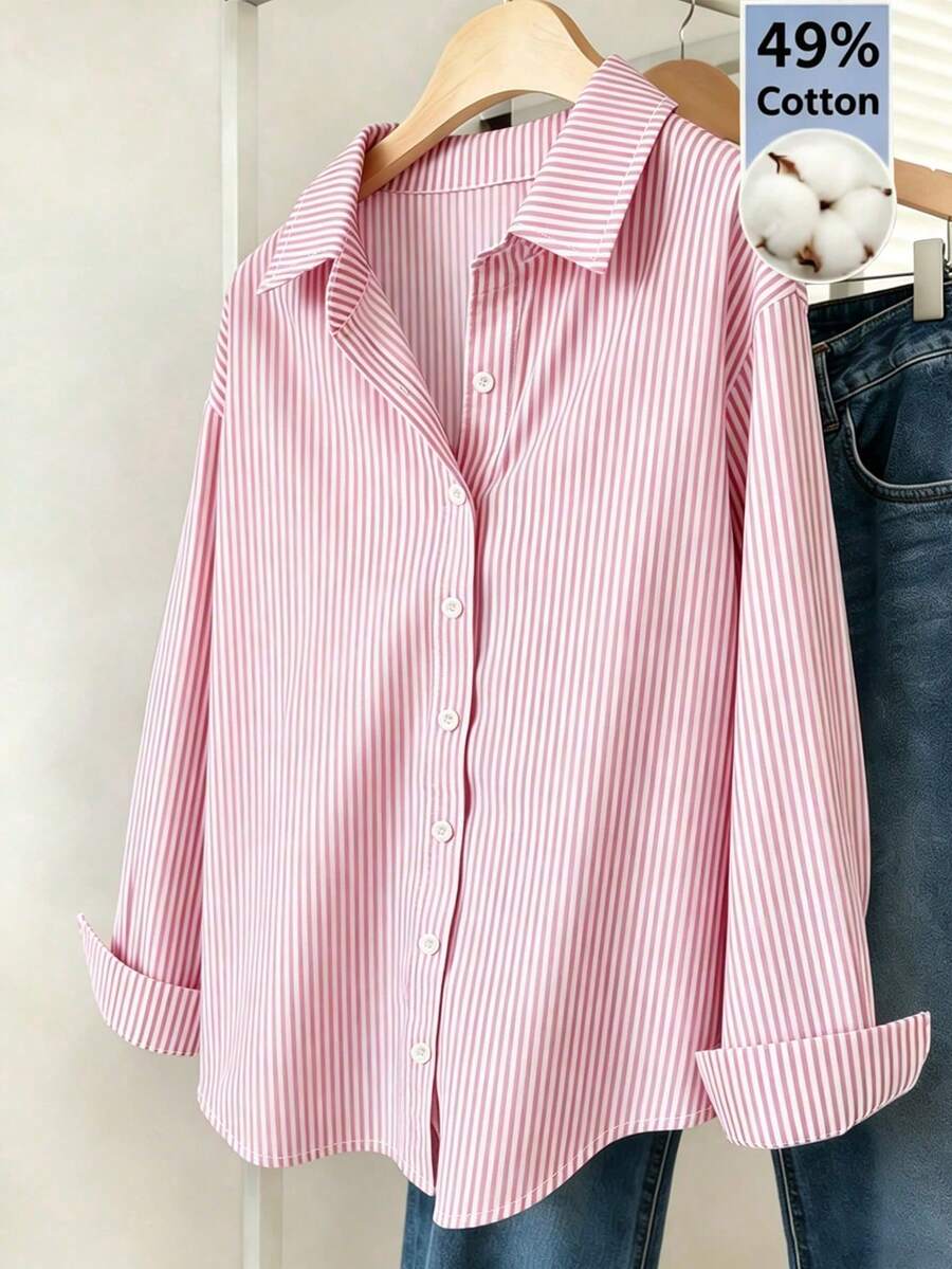 Simple, Solid-Color Women's Everyday Button-Down Shirt - Burgundy - View 1
