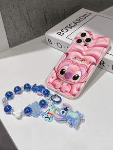 Disney Has Authorized, Phone Case - Chain Set, The Stitch Lilo & Stitch 3D Phone Case Plus A Silicone 3D Stitch Bracelet With Metallic Ring Removable Bracelet, Stitch And Angel Pattern, Compatible With Iphone17/16/15/14/13/12/45/XS/XR/X Plus Pro Max, A Stylish Cartoon Phone Case, The Perfect Gift Choice, Phone Protection, Durable Phone Cover, Great Gift For Friends And Family. - 白色 - 查看 7