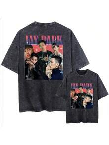 Camiseta de estilo vintage, ultra suave y duradera, modelo negro de talla grande.Esta camiseta de manga corta presenta un estampado de Jay Park, lo que la convierte en el regalo perfecto par - Negro - Ver 1