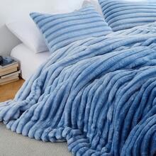 Fluffy Ribbed 2/3 Pieces Corduroy Comforter Set Thick Durable Ultra Soft Plush Cozy Bedding Set 330 GSM All Season For Twin Full Queen King California King Housewarming Wedding Christmas Gift - 藍色漸變 - 查看 7