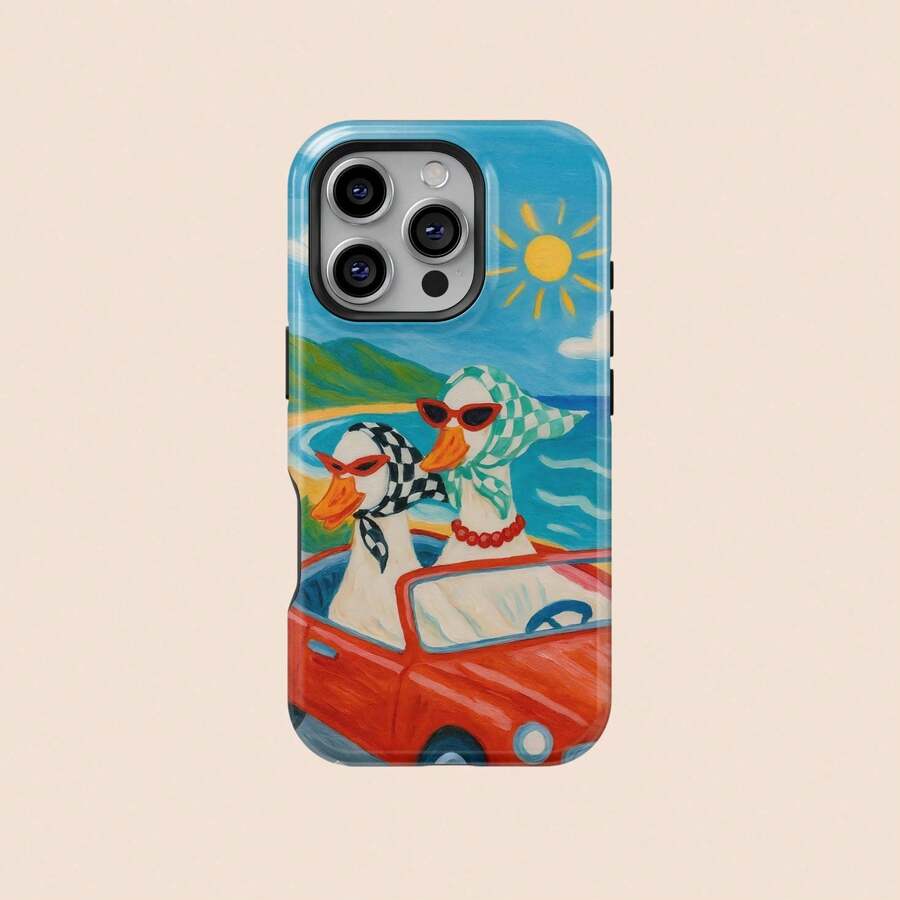 Duck Candlelight Dinner Animal Pattern Phone Case, Compatible With  17,  16, 15, 14 Pro Max Plus,  13, 12, 11 - 白色2 - 查看 1