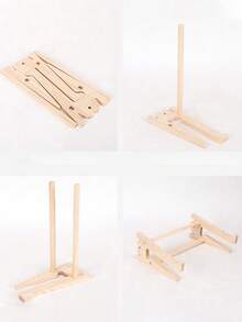 1pc Solid Wood Laptop Stand Vertical Holder Elevated Stand Cooling Base Neck Support Desktop Creative Bracket - Khaki - View 2