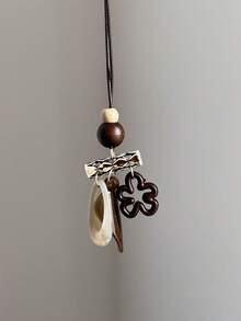 1 pièce Collier pendentif en résine de couleur café avec motif floral minimaliste et gland, convient comme cadeau pour les amis, accessoire de tenue de tous les jours - Multicolore - Voir 2