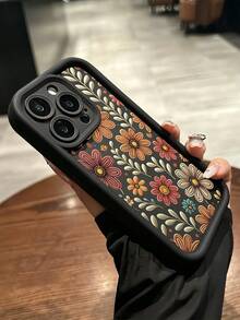 Fashion Floral Pattern Anti-Drop Phone Case Compatible With 11/12/13/14/15Pro Max - Negro - Ver 8