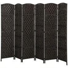 Room Divider, 6 Panel Folding Privacy Screen, 6FT Tall Portable Weave Partition Wall Divider For Bedroom, Coffee-XY286891 - 830-160V03CF - View 1