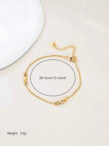 1pc Fashionable Personalized Versatile Minimalist Commuter Gold & Silver Color Adjustable Push-Pull Bracelet For Women - Yellow Gold - View 9
