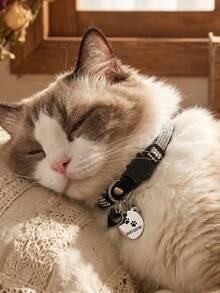 1pc Customized Rhinestone Cat Collar, Breakaway Buckle Pet Accessory Suitable For Girl/Boy Cats Or Small Dogs, Cute Soft Plush Material Pet Supplies, Can Customize Pet Name, Contact Info, Address For Anti-Lost Pet ID Tag - Multicolor - View 6