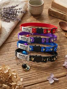 Personalisieren Sie ein leuchtendes Katzenhalsband, das bei Sonnenlicht oder künstlichem Licht leuchtet. Zu den Merkmalen gehören eine erstickungssichere Schnalle, ein wunderschön gefertigter Glockenanhänger und ein personalisierter Hundemarkenanhänger mit dem Namen, der Telefonnummer und der Adresse Ihres Haustiers., Sicherheits-Katzenhalsband - Verschiedenfarbig - Übersicht 6
