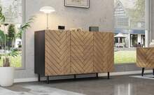 Aparador 120 cm Natural de Particle Board con almacenamiento - Natural - Ver 2