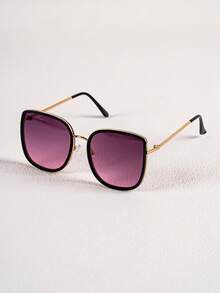 1 Pair Women's Premium Summer Sun Protection Oversized Face-Slimming Large Frame Fashion Glasses, Fashionable Personalized Korean Style For No-Makeup Look - Multicolor - View 5