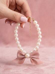 1 pièce Collier de perles pour chat, collier nœud de perles mignon, convient aux petits et moyens chiens et chats, collier décoratif de Noël pour animaux de compagnie - Multicolore - Voir 7