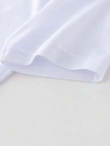 Camiseta de manga corta para niñas con estampado de letras "Soy la hermana más pequeña", moderna, versátil y cómoda para primavera-verano. - Blanco - Ver 4