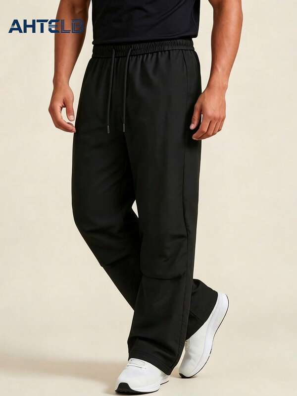 AHTELB Heren Zomerse Casual Lange Broek, Elastische Taille met Trekkoord, Dunne Losse Ademende Stretch Veelzijdige Sportbroek, Geschikt voor Dagelijks Woon-werkverkeer, Outdoor Wandelen en Hardlopen Fitness, Cadeau voor Echtgenoot, Vriend, Vriend en Vader, Broek Heren, Herenkleding, Joggingbroek voor Heren, Trainingsbroek voor Heren, Trainingsbroek