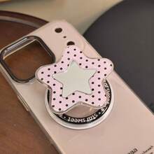 1pc Cute Cartoon Star Mirror Slouchy Phone Stand, Compatible With MagSafe, Strong Magnetic Adsorption, Telescopic Desktop Air Cushion Phone Holder - Multicolor - View 8