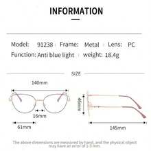 Women's Cat Eye Minimalist Fashion Plain Lens Glasses, Student Decorative Glasses, Suitable For Outfits, Can Be Used For Reading, Playing With Phone, Computer, Perfect As A Gift - Multicolor - View 5