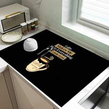 1pc Home Decor Coffee Pattern Printed Dish Drying Mat, Espresso Machine Countertop Absorbent Mat, Sink Drain Mat, Kitchen & Bathroom Supplies - Multicolor - View 4