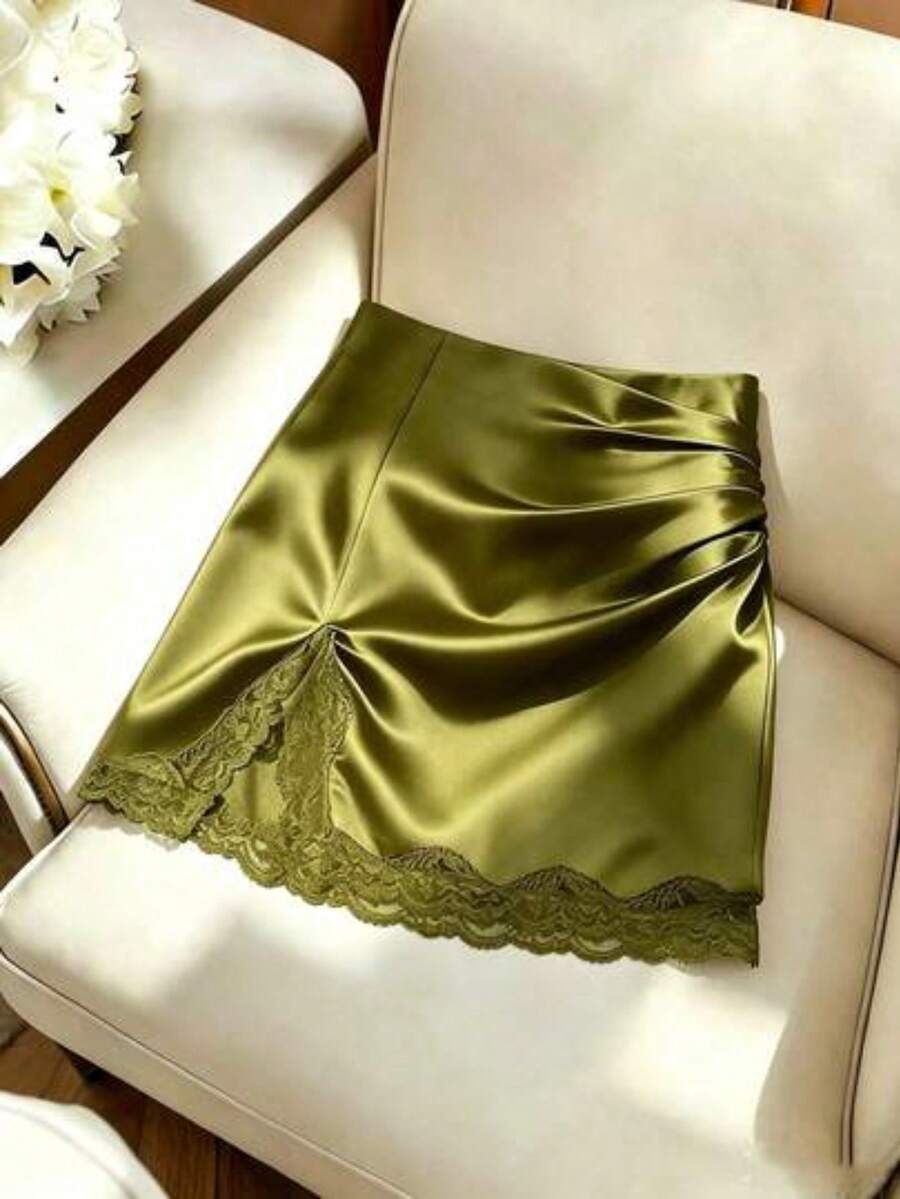 Women Skirts - Olive Green - View 1