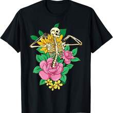 Bloomcore Aesthetic Skeleton Flower Flowercore Cottagecore T-Shirt - Black - View 11