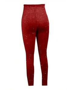 Pantalones elásticos elegantes y modernos con lentejuelas intrincadas para uso casual al aire libre - Negro - Ver 8