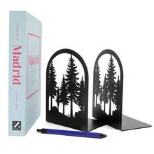 Nordic Forest Silhouette Iron Book Stand | Black Thick Metal Desktop Book Storage Stand | Arched Anti Slip Bookshelf Organizer | Suitable For Students/Office/Study/Library | Minimally Modern Decorative Bookrest. - B357 - View 4